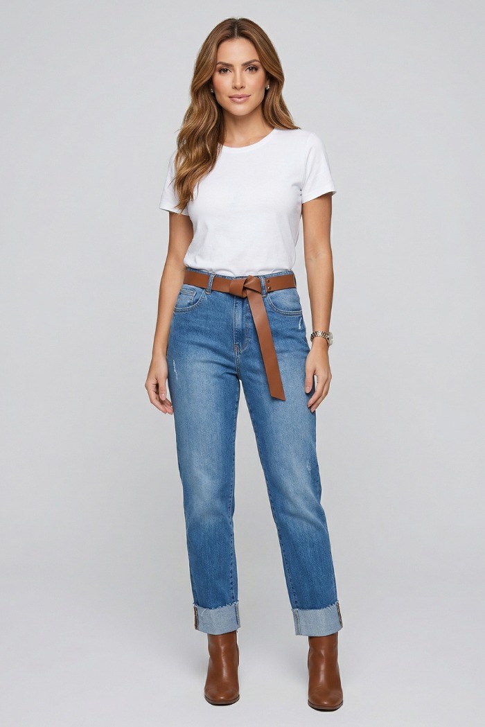 Maidoma jeans in denim di cotone stretch con risvolto pe26f337/ma8152 [6976c55c]