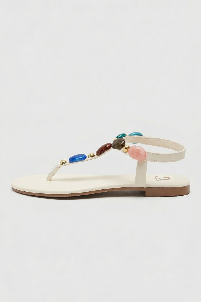 Gold & Gold sandalo infradito con pietre FL270 [fab41d93]