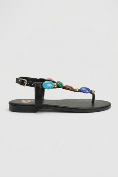 Gold & Gold sandalo infradito con pietre FL270 [2c46411b]