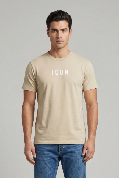 Icon t-shirt in cotone con stampa logo IUT002 [72d1bbbd]