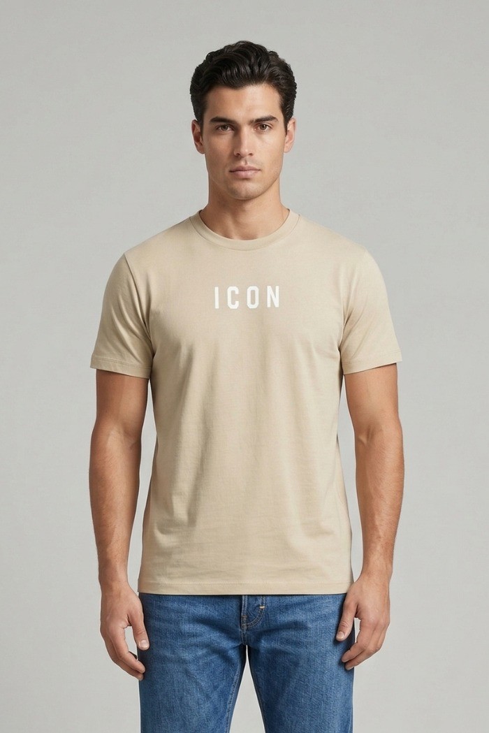 Icon t-shirt in cotone con stampa logo IUT002 [72d1bbbd]