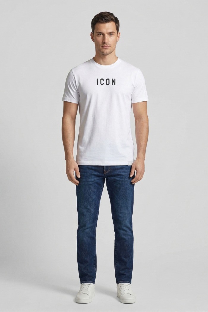 Icon t-shirt in cotone con stampa logo IUT002 [383c9ebd]