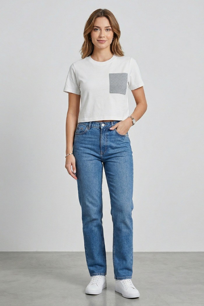 Blash t-shirt cropped in cotone BS1710011 [0b2e1a1e]