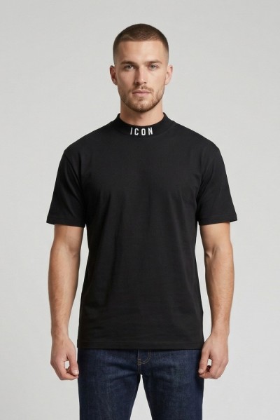 Icon t-shirt in cotone mezzo collo con stampa logo IUT008 — 805219040079008_2