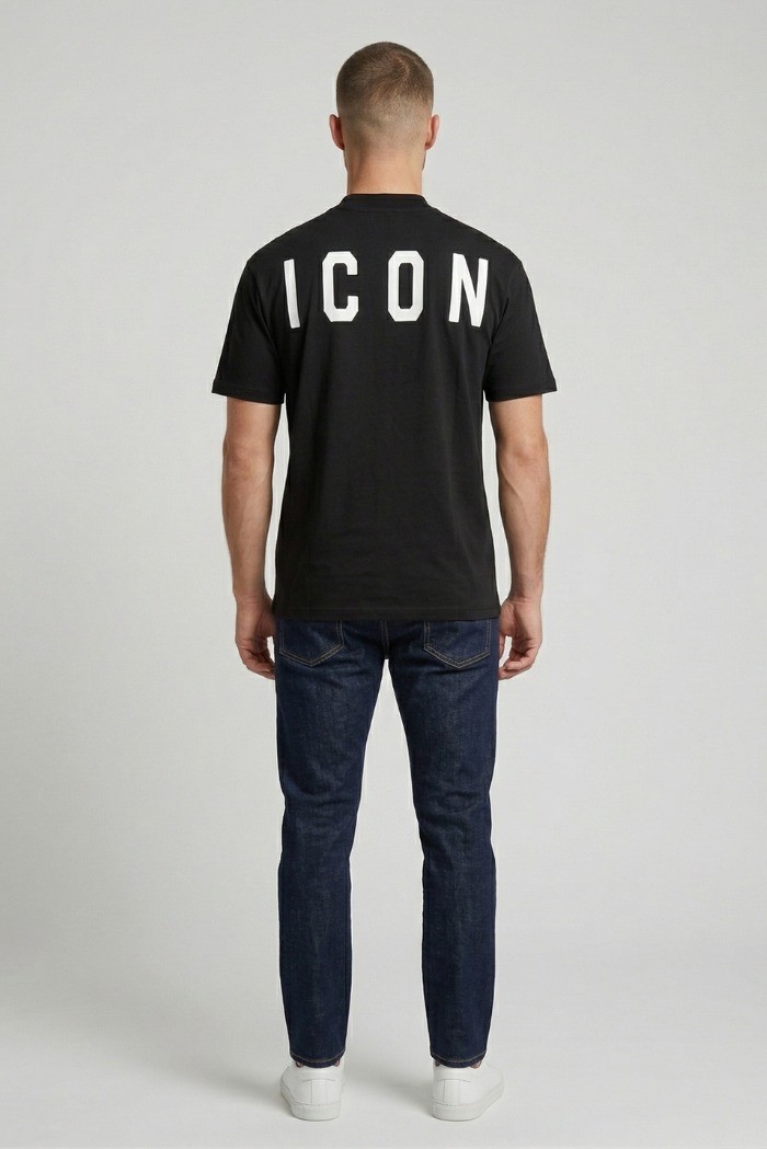 Icon t-shirt in cotone mezzo collo con stampa logo IUT008 [650f00f9]