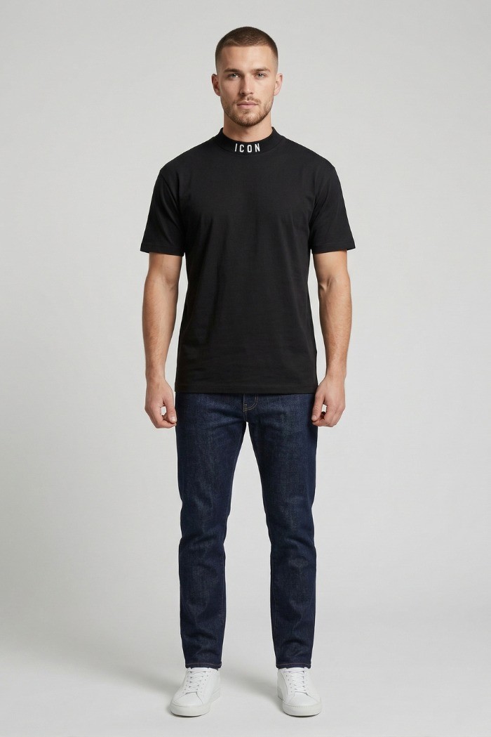 Icon t-shirt in cotone mezzo collo con stampa logo IUT008 [d212c1fd]
