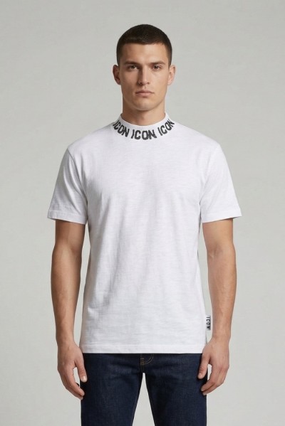 Icon t-shirt in cotone mezzo collo con stampe logo IUT028 — 805219040079013_1
