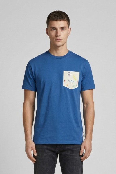 Icon t-shirt in cotone con taschino stampato IUW030 [4217052c]