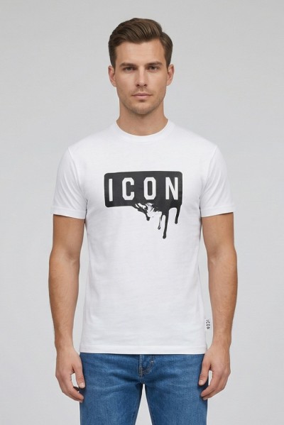 Icon t-shirt in cotone con stampa logo effetto lucido IUT019 [ef26d363]