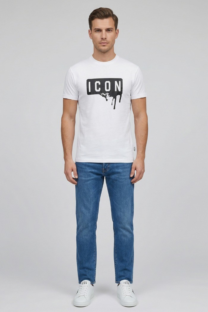 Icon t-shirt in cotone con stampa logo effetto lucido IUT019 [811d516a]