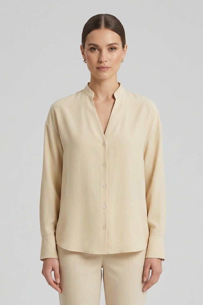 PDK camicia coreana con scollo a V 056992 [fc6f090b]