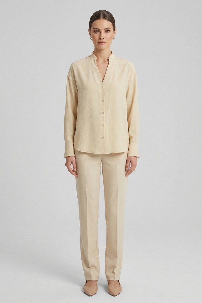 PDK camicia coreana con scollo a V 056992 [92548b02]