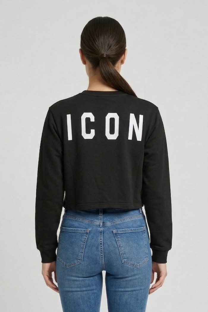 Icon felpa girocollo in cotone stretch con stampe logo IDF007 [d7a63ae4]