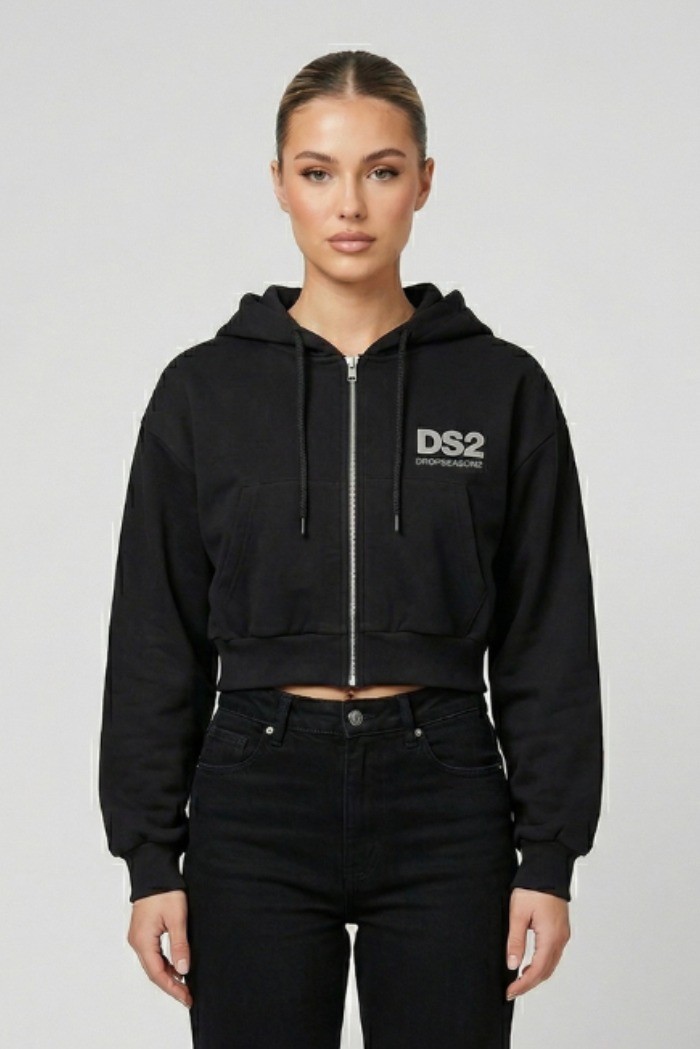 Drop Season 2 felpa cropped in cotone con zip e cappuccio SS26W500 [903853a2]