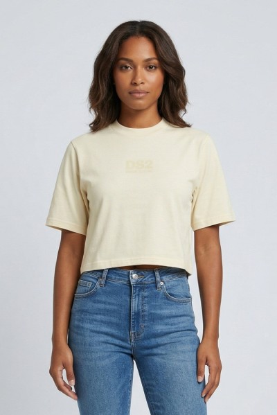 Drop Season 2 t-shirt cropped in cotone SS26W511 [bd3ce2b9]