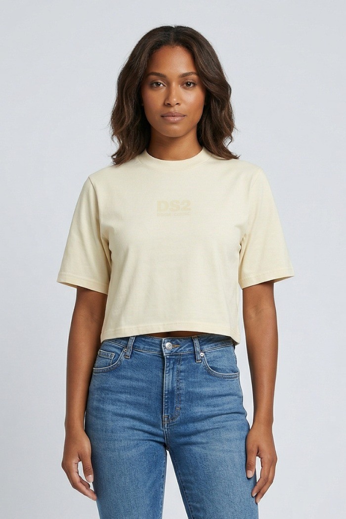 Drop Season 2 t-shirt cropped in cotone SS26W511 [bd3ce2b9]
