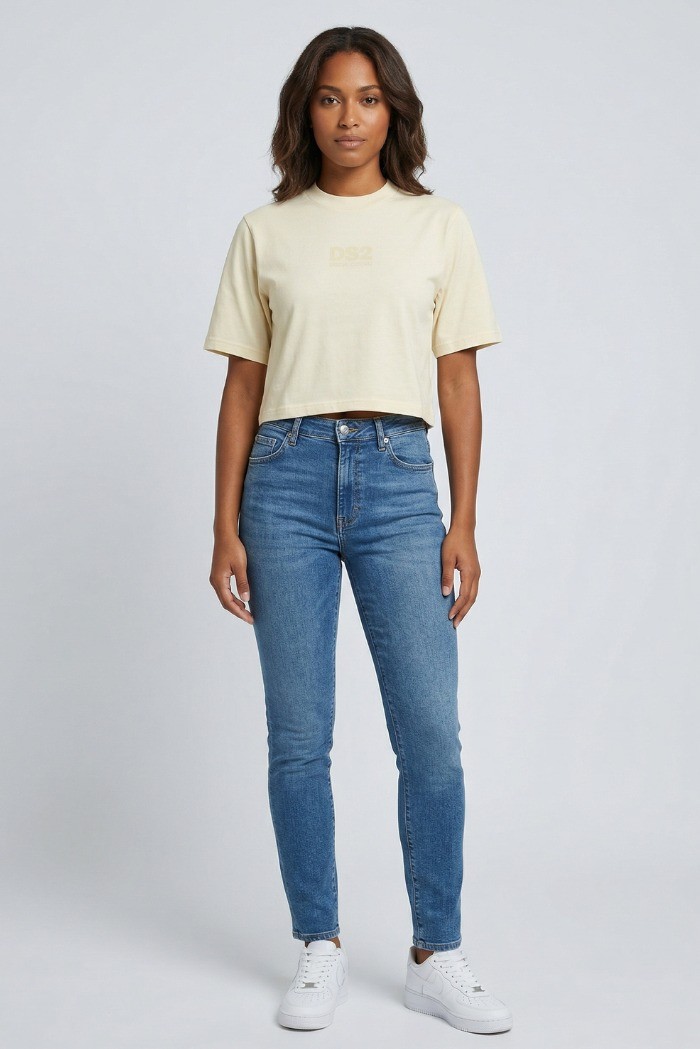 Drop Season 2 t-shirt cropped in cotone SS26W511 [d30760b0]
