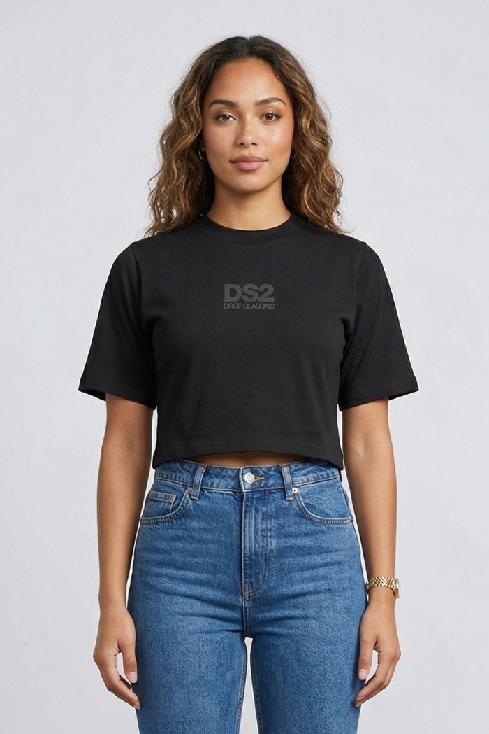 Drop Season 2 t-shirt cropped in cotone SS26W511 [b2e8fd3c]