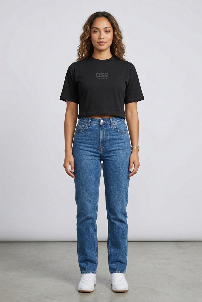 Drop Season 2 t-shirt cropped in cotone SS26W511 [dcd37f35]