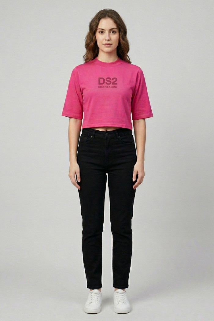Drop Season 2 t-shirt cropped in cotone SS26W511 [f695a6ef]