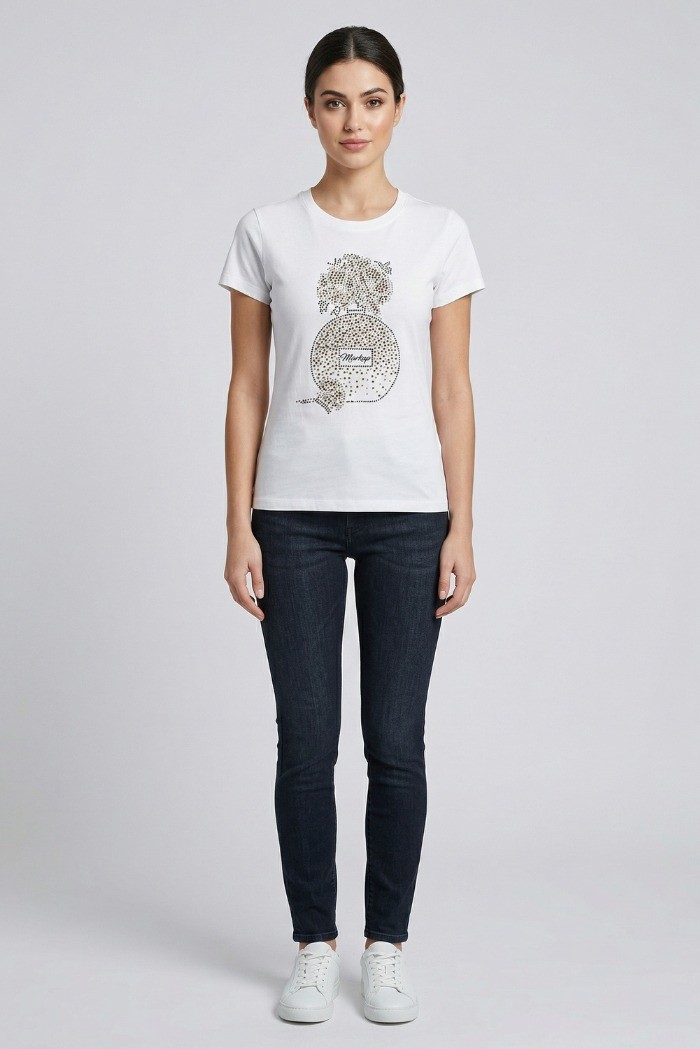 Markup t-shirt in cotone con strass MW1610024 [989404c3]