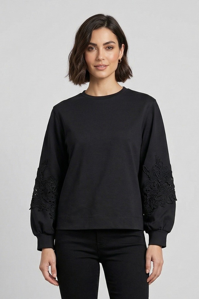 PDK felpa in misto cotone con inserti in pizzo 3297P4612 [b0c6ad05]