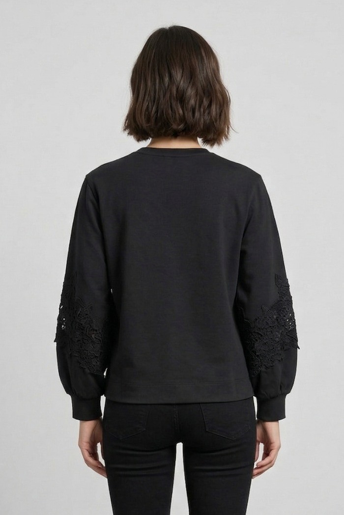 PDK felpa in misto cotone con inserti in pizzo 3297P4612 [69e0ee08]