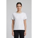 Fresh Flower t-shirt in cotone con strass su scollo e maniche FD556 [a02b66c0]
