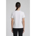 Fresh Flower t-shirt in cotone con strass su scollo e maniche FD556 [790d25cd]