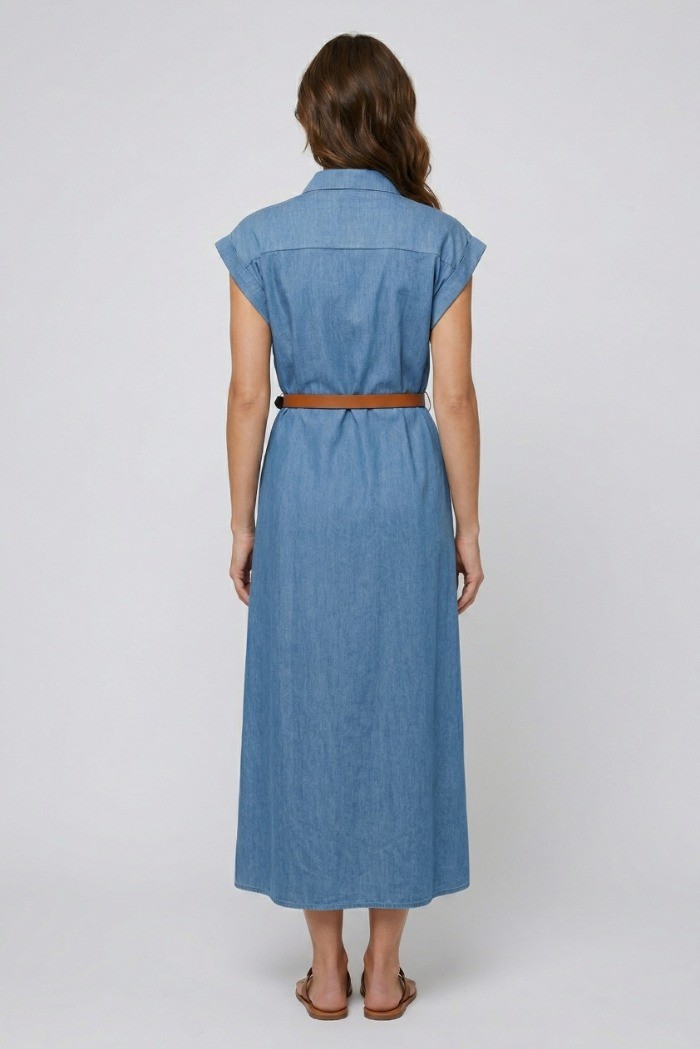 PDK abito lungo in chambray denim 056979 [a282bfff]