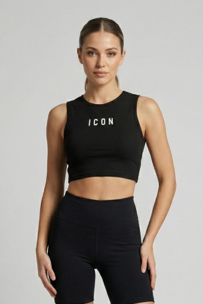 Icon top in cotone stretch con mini stampa logo IDT004 — 805219040079460_1