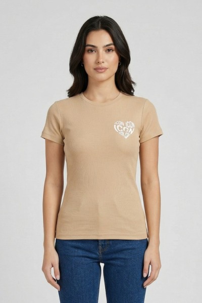 Icon t-shirt in jersey di cotone con stampa cuore IDT018 [cd8f3853]