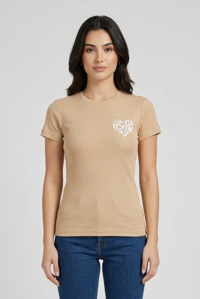 Icon t-shirt in jersey di cotone con stampa cuore IDT018 [cd8f3853]