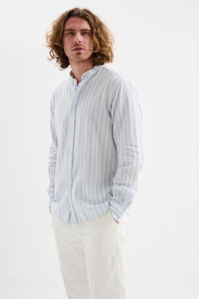 Jaggy camicia collo alla coreana a righe Qasim JMQ039DSB111261 [b9c5226b]