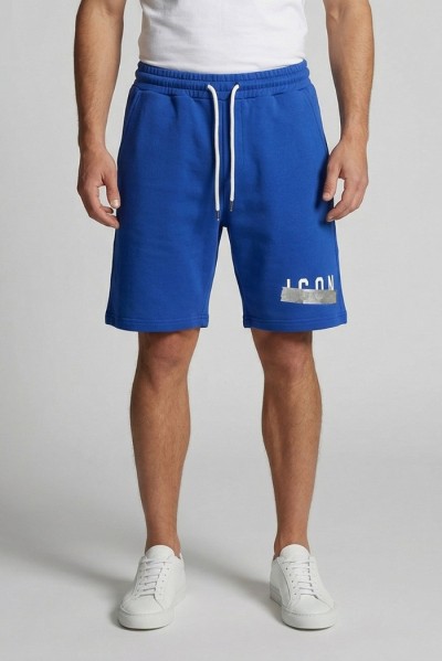 Icon bermuda in cotone stretch con stampa logo effetto scotch IUB018 [499ff0e6]