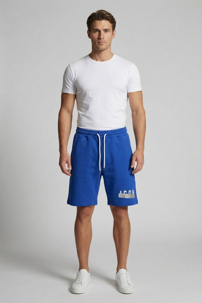Icon bermuda in cotone stretch con stampa logo effetto scotch IUB018 [27a472ef]