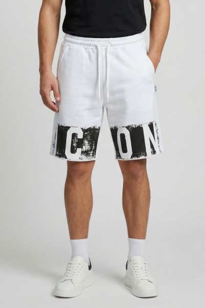 Icon bermuda in cotone stretch con stampa logo effetto pittura IUB023 — 805219040079023_1