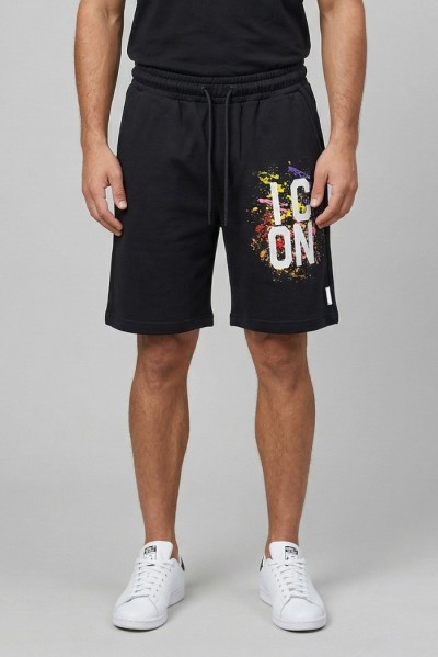 Icon bermuda in cotone stretch con stampa logo multicolor IUB025 [d7c2728b]