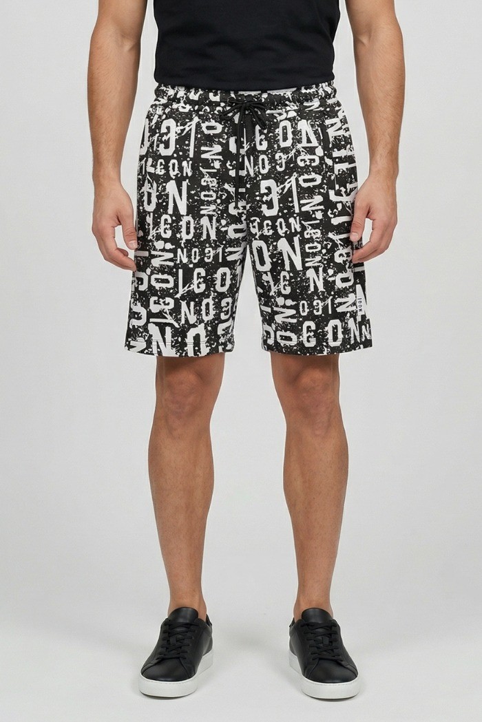 Icon bermuda in cotone stretch con stampa logo all-over IUB010 [7fe5cf22]