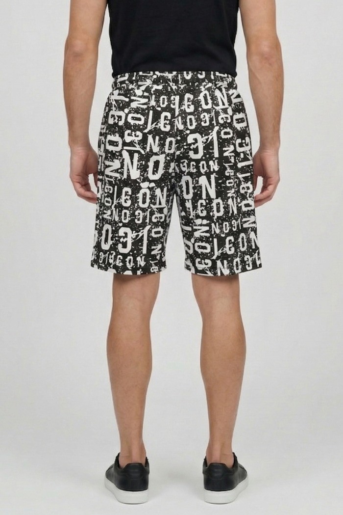 Icon bermuda in cotone stretch con stampa logo all-over IUB010 [a6c38c2f]