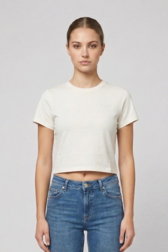 John Richmond t-shirt cropped in cotone stretch Sewamio UWP26001TS [212c3360]
