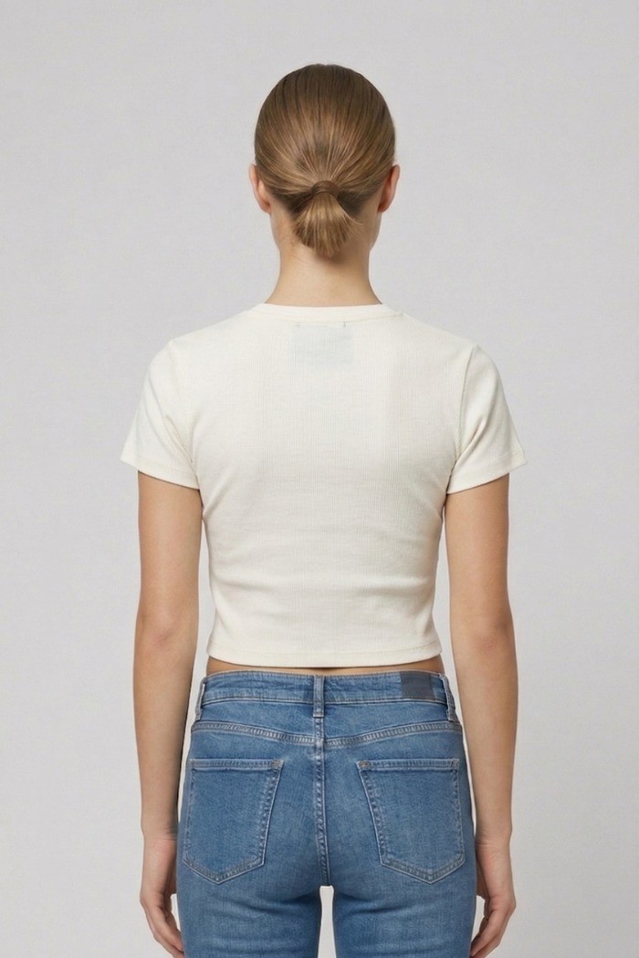 John Richmond t-shirt cropped in cotone stretch Sewamio UWP26001TS [f80a706d]