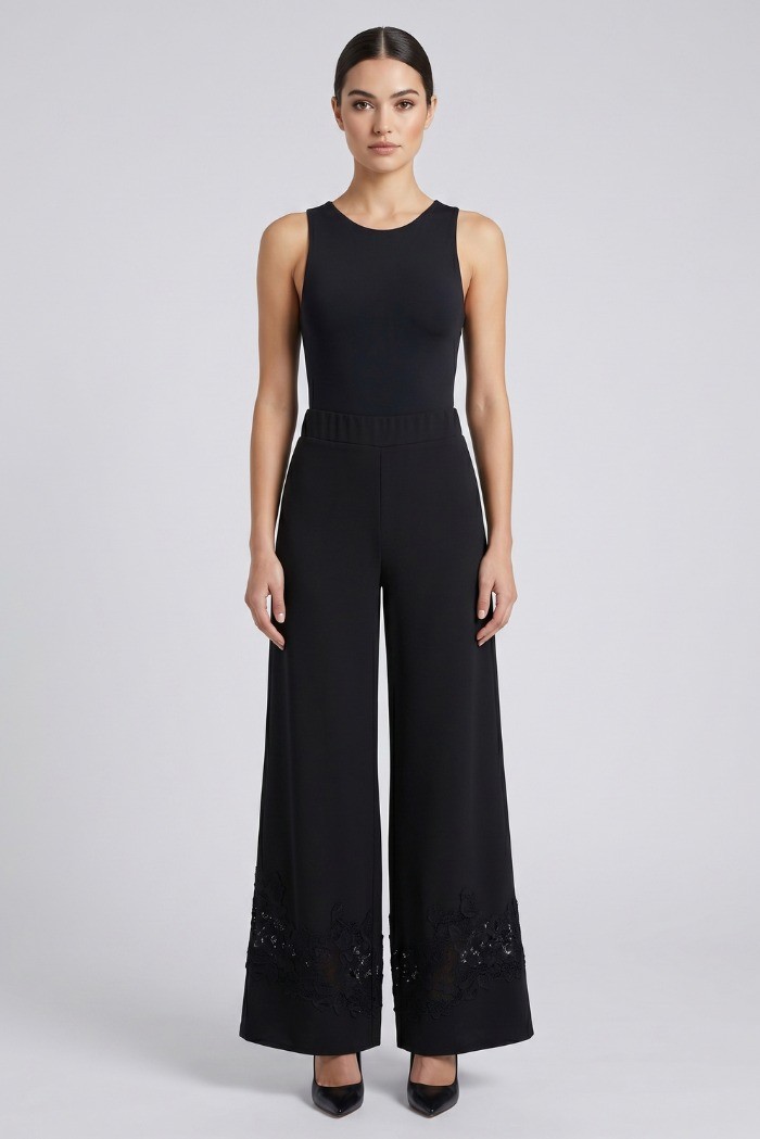 PDK pantalone ampio con dettaglio in pizzo 3297P4611 [a6f00717]