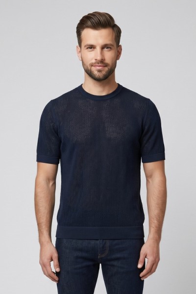 Markup maglia girocollo in misto lino e cotone MK1900017 — 805219040079140_1