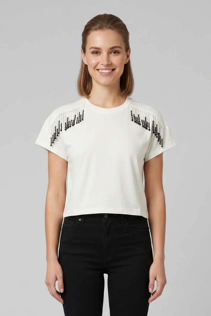 Markup t-shirt in cotone con applicazioni MW1610010 [e636feee]