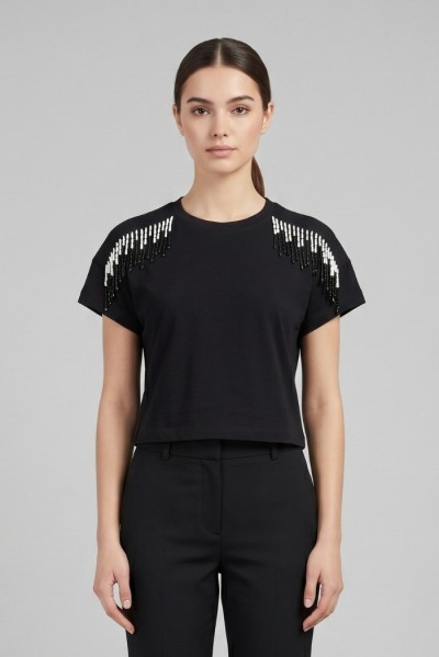 Markup t-shirt in cotone con applicazioni MW1610010 [cd344662]
