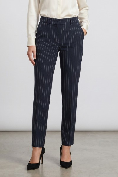 PDK pantalone gessato in misto viscosa stretch 056958 [019d089a]