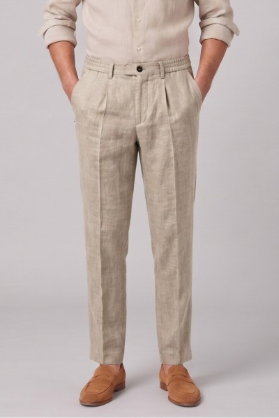 Markup pantalone con laccio in lino MK15109 — 805219040079382_1