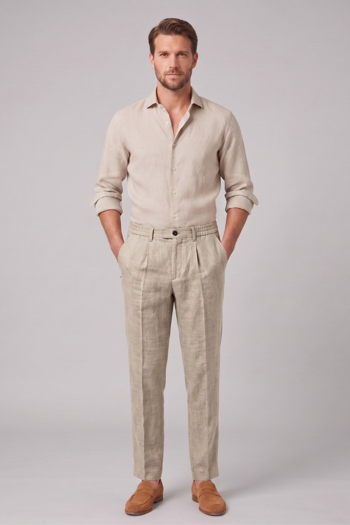 Markup pantalone con laccio in lino MK15109 [55a91508]