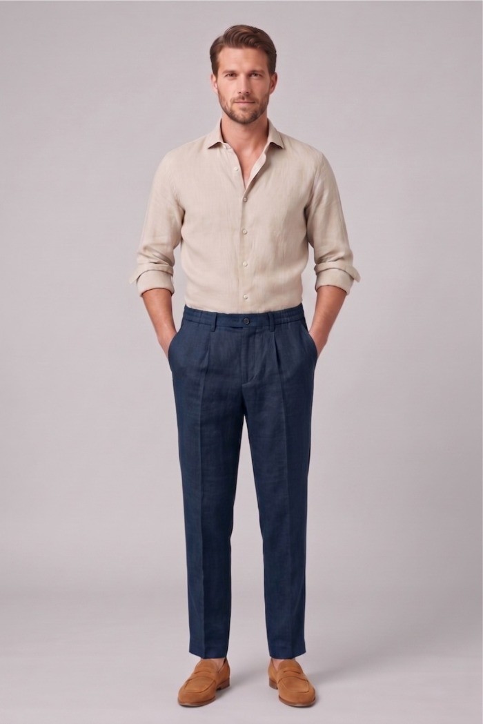 Markup pantalone con laccio in lino MK15109 [ea610807]